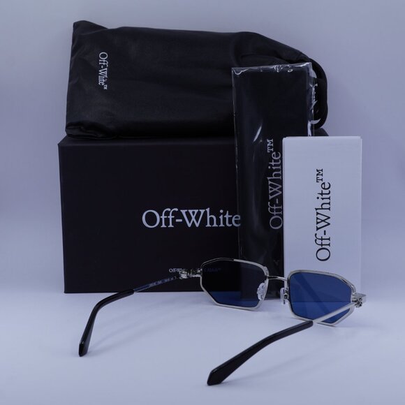 Off-White OERI14J LOA 7245 Geometric Sunglasses – Silver/Blue main image 4